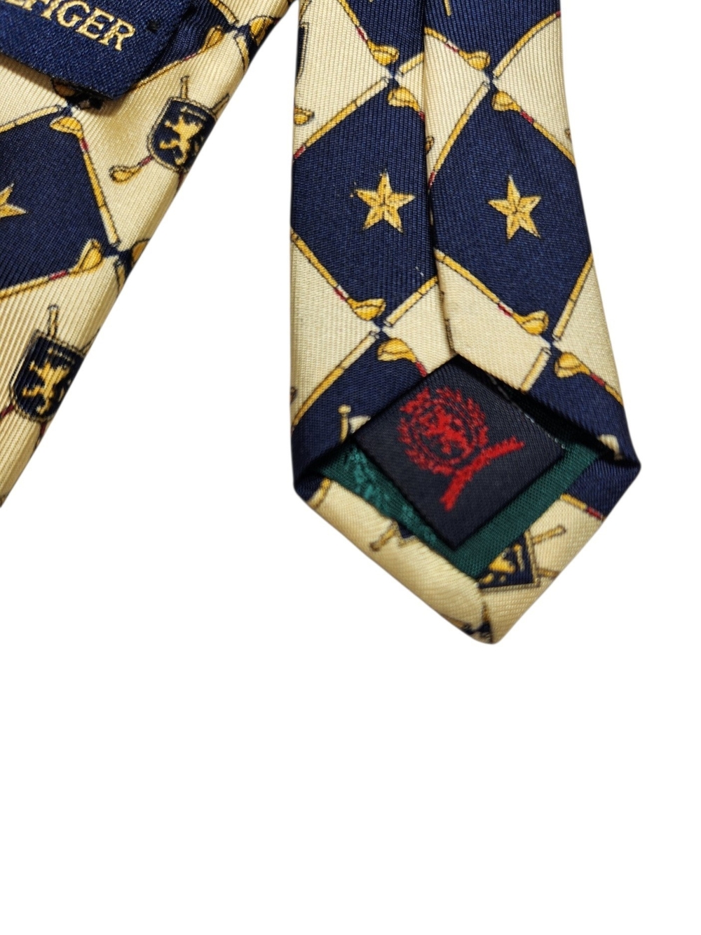Vintage Tommy Hilfiger Golf Tie 100% Silk Made in USA Navy Cream Preppy 3.5" - Picture 7 of 11
